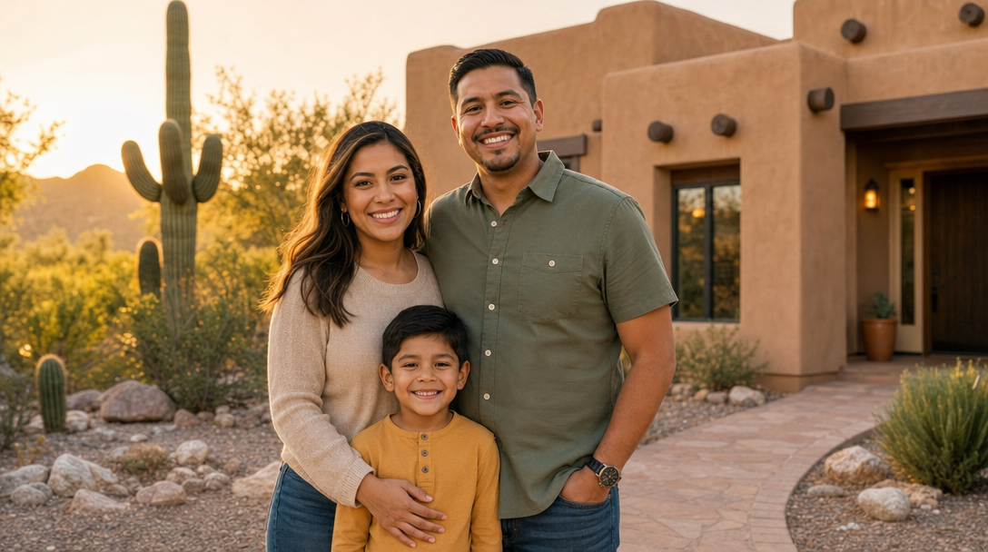 Phoenix home at golden hour — brand hero